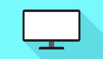 Flat Computer Monitor White Screen Long Shadow Illustration vector