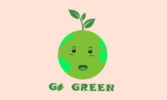 illustration geometric Earth globe with greenery vector
