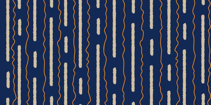 Seamless pattern with hand drawn vertical lines and waves. Stripe texture with textured lines. Great for textile, fabric, wallpaper, wrapping, scrapbook and packaging vector