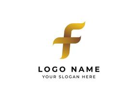 Logo Abstract Letter F with luxury gold color. Editable file vector
