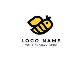 Logo Bee fly cartoon minimalist with bold line, Editable file vector