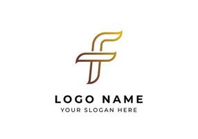 Logo Abstract Line Letter F with luxury gold color. Editable file vector