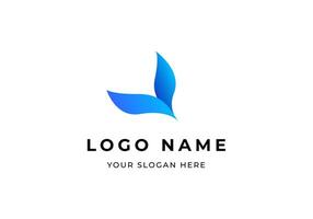 Logo Abstract Bird fly down, Logo whale tail. Modern, Minimalsit, Simple. Editable file vector