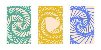 Background set Groovy hippie 70s. Geometry Line pattern. Swirly Line background texture, trendy retro psychedelic style. Y2k aesthetic background. vector