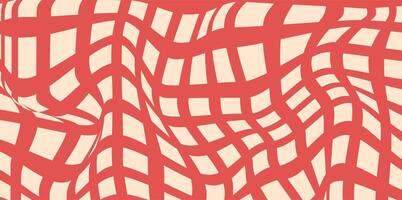 Groovy checkered patterns, vintage aesthetic backgrounds, psychedelic checkerboard texture. Checkered background with distorted squares. vector