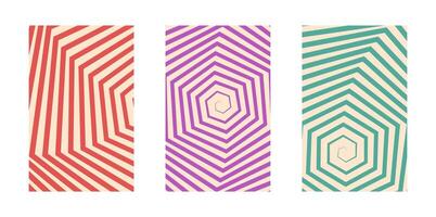 Background set Groovy hippie 70s. Hexagon pattern. geometry background texture, trendy retro psychedelic style. Y2k aesthetic background. vector