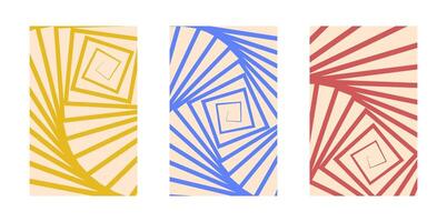 Background set Groovy hippie 70s. Geometry Line pattern. Swirly Line background texture, trendy retro psychedelic style. Y2k aesthetic background. vector