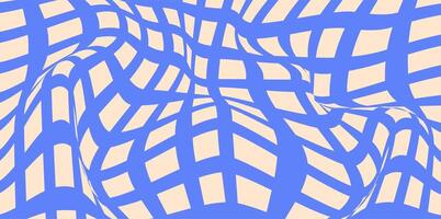 Groovy checkered patterns, vintage aesthetic backgrounds, psychedelic checkerboard texture. Checkered background with distorted squares. vector