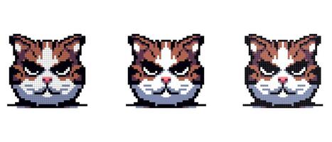 Pixel image of a cats face with a stern expression vector