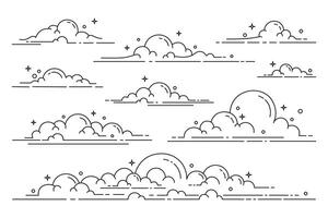 Set of clouds in line art style vector