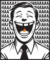 Vintage Laughter Cartoon Retro Black and White Comic Style cartoon smiling face vector