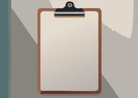 Clipboard with empty paper sheet on gray background. Mockup background illustration vector