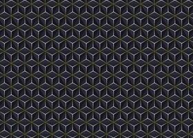 3d dark geometric triangles and gold glow neon lines hexagon pattern illustration vector