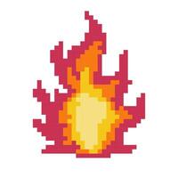 The pixel art of the lit fire component. 8-bit stylized fire illustration for retro game elements vector