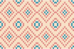 Geometric diamond pattern with red and blue hearts on a cream background, creating a seamless design. knit pattern, fabric pattern vector