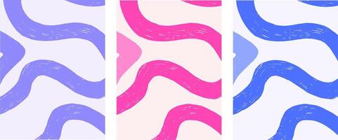 set of abstract bright posters for printing in blue-violet colors vector