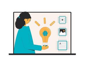 Prompt engineering. Artificial general intelligence. illustration. vector