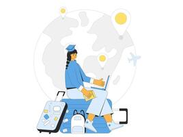 International education migration program. Digital nomad visa. illustration. vector