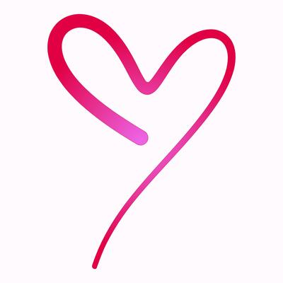 a pink heart shaped logo on a white background