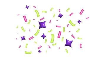 3d Confetti Firecracker Ribbon Paper Element Set. Bright colored figures fly in different directions. Poster design postcard banner web design. . vector