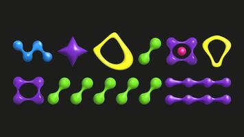 3D plastic elements set isolated abstract shapes. Geometric shapes are bright saturated colors. . vector