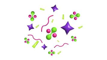 3d Confetti Firecracker Ribbon Paper Element Set. Bright colored figures fly in different directions. Poster design postcard banner web design. . vector