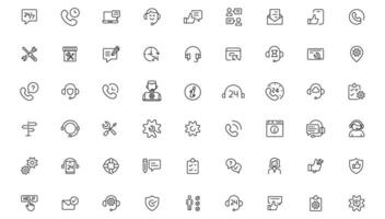 Service, support and help - thin line icon collection on white background icon. Customer service icon set. vector