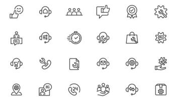 Service, support and help - thin line icon collection on white background icon. Customer service icon set. vector