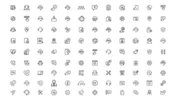 Service, support and help - thin line icon collection on white background icon. Customer service icon set. vector