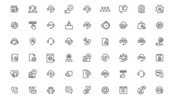 Service, support and help - thin line icon collection on white background icon. Customer service icon set. vector