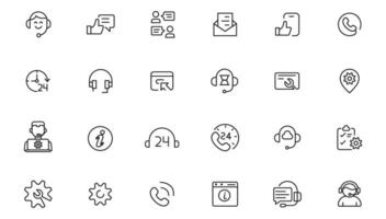 Service, support and help - thin line icon collection on white background icon. Customer service icon set. vector