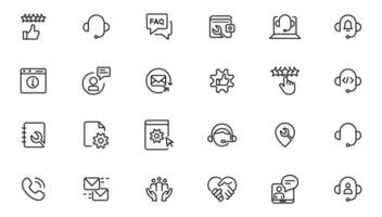 Service, support and help - thin line icon collection on white background icon. Customer service icon set. vector