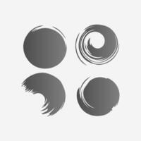 round paint brush stroke, ink splatter and artistic design elements. Dirty watercolor texture, box, frame, grunge background, splash or creative shape vector