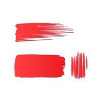Red paint brush stroke, ink splatter and artistic design elements. Dirty watercolor texture, box, frame, grunge background, splash or creative shape vector