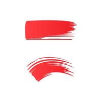 Red paint brush stroke, ink splatter and artistic design elements. Dirty watercolor texture, box, frame, grunge background, splash or creative shape vector