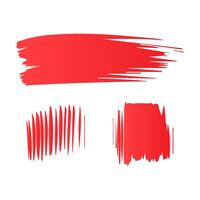 Red paint brush stroke, ink splatter and artistic design elements. Dirty watercolor texture, box, frame, grunge background, splash or creative shape vector
