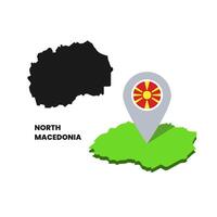 North Macedonia Map Design, with location icon vector