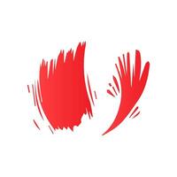 Red paint brush stroke, ink splatter and artistic design elements. Dirty watercolor texture, box, frame, grunge background, splash or creative shape vector