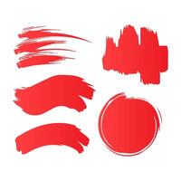 Red paint brush stroke, ink splatter and artistic design elements. Dirty watercolor texture, box, frame, grunge background, splash or creative shape vector