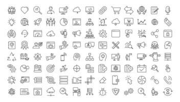 Outline web icons set - Search Engine Optimization. Thin line web icon collection. vector