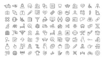 Medicine and Health symbols - minimal thin line web icon set. Outline icons collection. vector