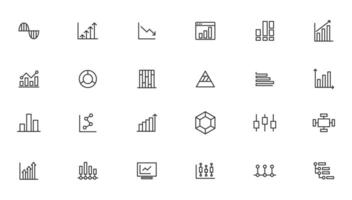 Business graphs and charts icons vector
