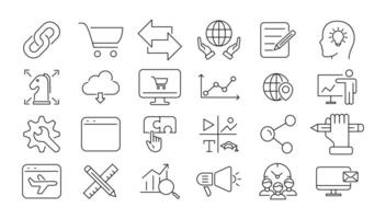 Outline web icons set - Search Engine Optimization. Thin line web icon collection. vector
