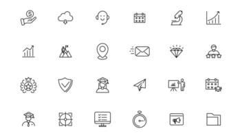 Development and Start up thin line icons set. Development editable stroke icon. Start up symbols collection. vector
