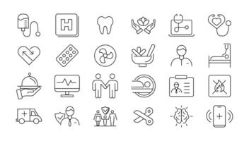 Medicine and Health symbols - minimal thin line web icon set. Outline icons collection. vector