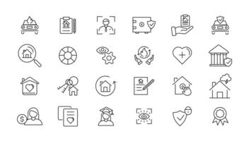 Insurance elements - minimal thin line web icon set. Outline icons collection. vector