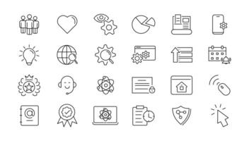 Outline web icons set - Search Engine Optimization. Thin line web icon collection. vector