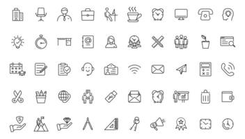 Office icon set. Containing briefcase, desk, computer, meeting, employee, schedule and co-worker symbol. Solid workspace icons collection. vector