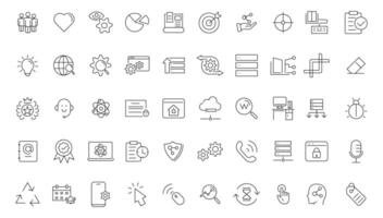 Outline web icons set - Search Engine Optimization. Thin line web icon collection. vector
