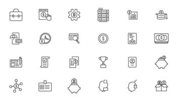 Set of fintech modern icons. Simple line art style icons pack. fintech simple concept icons set. Contains such icons as finance, technology, blockchain, innovation and more, can be used for web vector